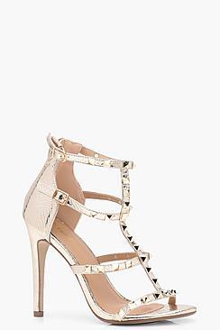 Boohoo Freya Studded Cage Heels
