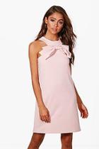 Boohoo Bow Front Detail Shift Dress