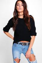 Boohoo Julia Curved Hem Jumper Black