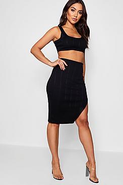 Boohoo Bandage Skirt And Crop Top Co-ord Set