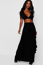 Boohoo Ruffle Detail Maxi And Top Co-ord