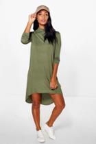 Boohoo Tansy Roll Neck Long Sleeved Bodycon Dress Khaki