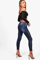 Boohoo Connie High Rise Side Lace Up Skinny Jeans