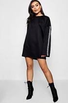 Boohoo Lily Wide Sleeve Checked Tape Sweat Dress