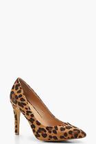 Boohoo Extra Wide Fit Leopard Pointed Court Shoes