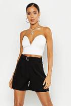 Boohoo O Ring Belted Tailored Short