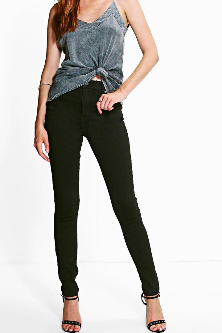 Boohoo Eli Black 5-pocket Full Length Skinny Jeans Black