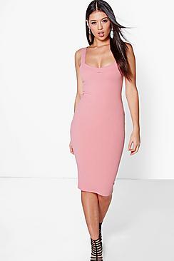 Boohoo Amaryllis Crepe Strappy Midi Dress
