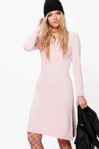 Boohoo Sophie Skinny Fit Bodycon Knitted Dress Rose