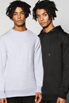 Boohoo 2 Pack Lounge Hoodie And Crew Sweat Black