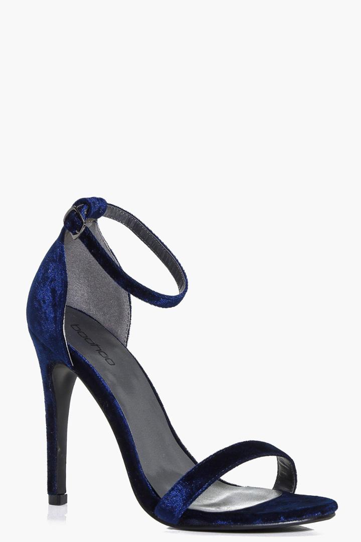 Boohoo Rebecca Two Part Velvet Stiletto Navy