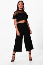 Boohoo Woven Frill Crop And Culotte Co-ord