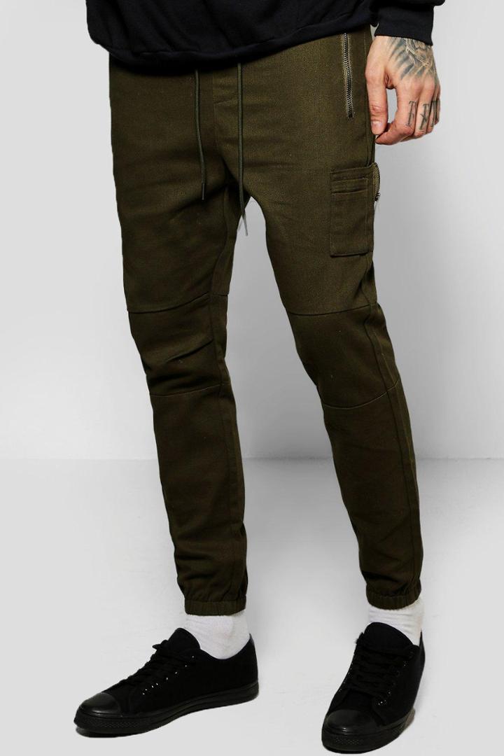 Boohoo Skinny Fit Ma1 Cotton Twill Joggers Khaki