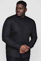 Boohoo Big And Tall Black Poplin Long Sleeve Shirt