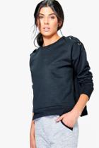 Boohoo Imogen Eyelet Cross Detail Side Split Sweater Black