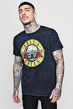 Boohoo Guns & Roses Acid Wash T-shirt