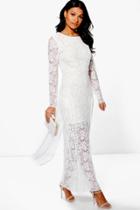 Boohoo Boutique Georg Lace And Tassle Maxi Dress Ivory