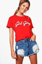 Boohoo Anna Slogan Pearl Trim Tee