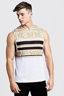 Boohoo Dropped Armhole Tank In Stripe Baroque