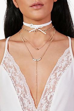 Boohoo Charlotte Plunge & Tie Choker Necklace Pack