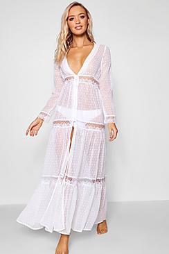 Boohoo Ava Boho Lace Beach Dress