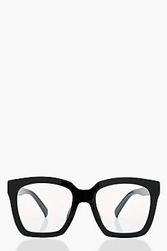 Boohoo Isabel Black Frame Clear Fashion Glasses
