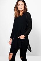 Boohoo Bella Oversized Long Sleeve Double Layer Top
