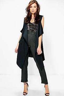 Boohoo Hannah Textured Sleeveless Waterfall Jacket