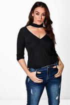 Boohoo Plus Moira Cut Out High Neck Knitted Top