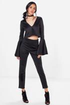 Boohoo Laura Wide Sleeve Crop & Trouser Co-ord Black