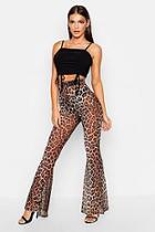 Boohoo Mesh Leopard Flared Trousers