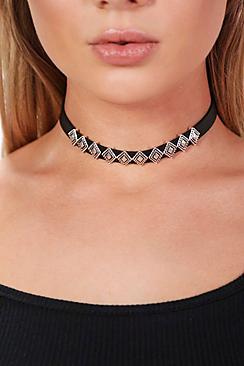Boohoo Isabelle Metal Diamond Detail Choker