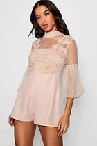 Boohoo Lilly Boutique Embroidered Playsuit