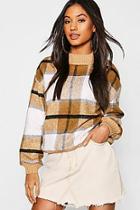 Boohoo Brushed Jumper With Check Pattern