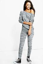 Boohoo Tall Vivie Slash Neck And Legging Loungewear Set