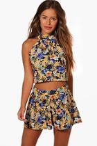 Boohoo Petite Nani Halterneck Swing Top And Short Co-ord