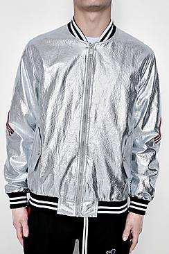 Boohoo Tyga Metallic Sports Tape Insert Bomber