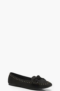 Boohoo Jasmine Studded Bow Slipper Ballets