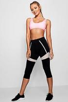 Boohoo Grace Fit Mesh Panel Capri Running Leggings