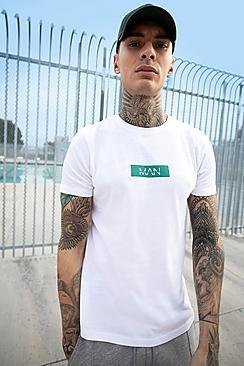 Boohoo Man Jade Box Logo Print T-shirt