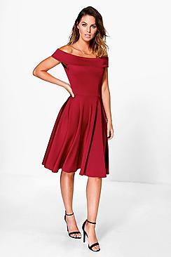 Boohoo Molly Off The Shoulder Midi Dress