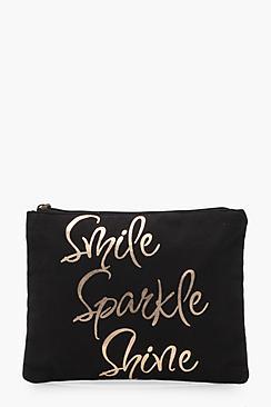 Boohoo Lacey Smile Sparkle Shine Makeup Bag