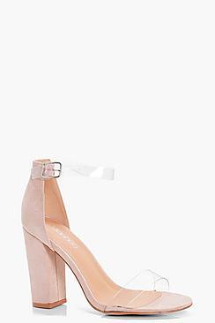 Boohoo Wide Fit Clear Band Block Heels