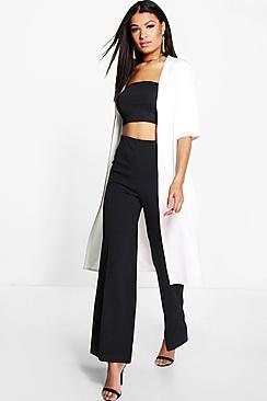 Boohoo Faye Collarless 3/4 Sleeve Duster