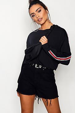Boohoo Amy Sports Stripe Batwing Sweat