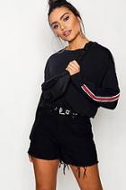 Boohoo Amy Sports Stripe Batwing Sweat