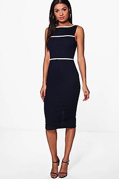 Boohoo Louisa Contrast Trim Tailored Dress