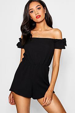 Boohoo Petite Tie Sleeve Playsuit