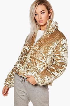 Boohoo Abigail Velvet Padded Jacket