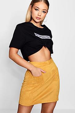 Boohoo Suedette Double Pocket Mini Skirt